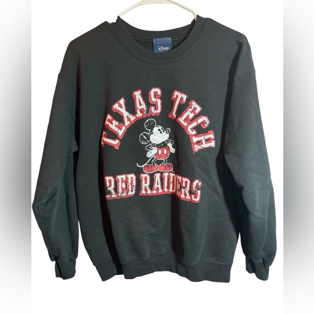 Disney Women's Mickey Mouse Texas Tech University Black Crewneck Sweatshirt Sz M
